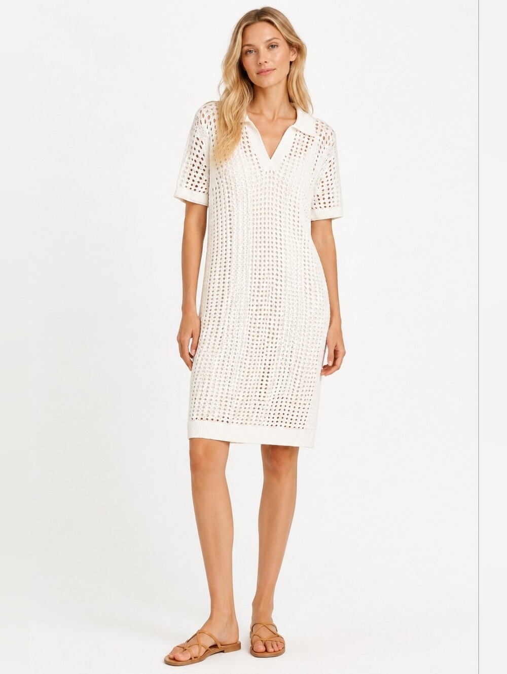 NWOT Haven Well Within Size XS White Crochet Polo Mini Dress
